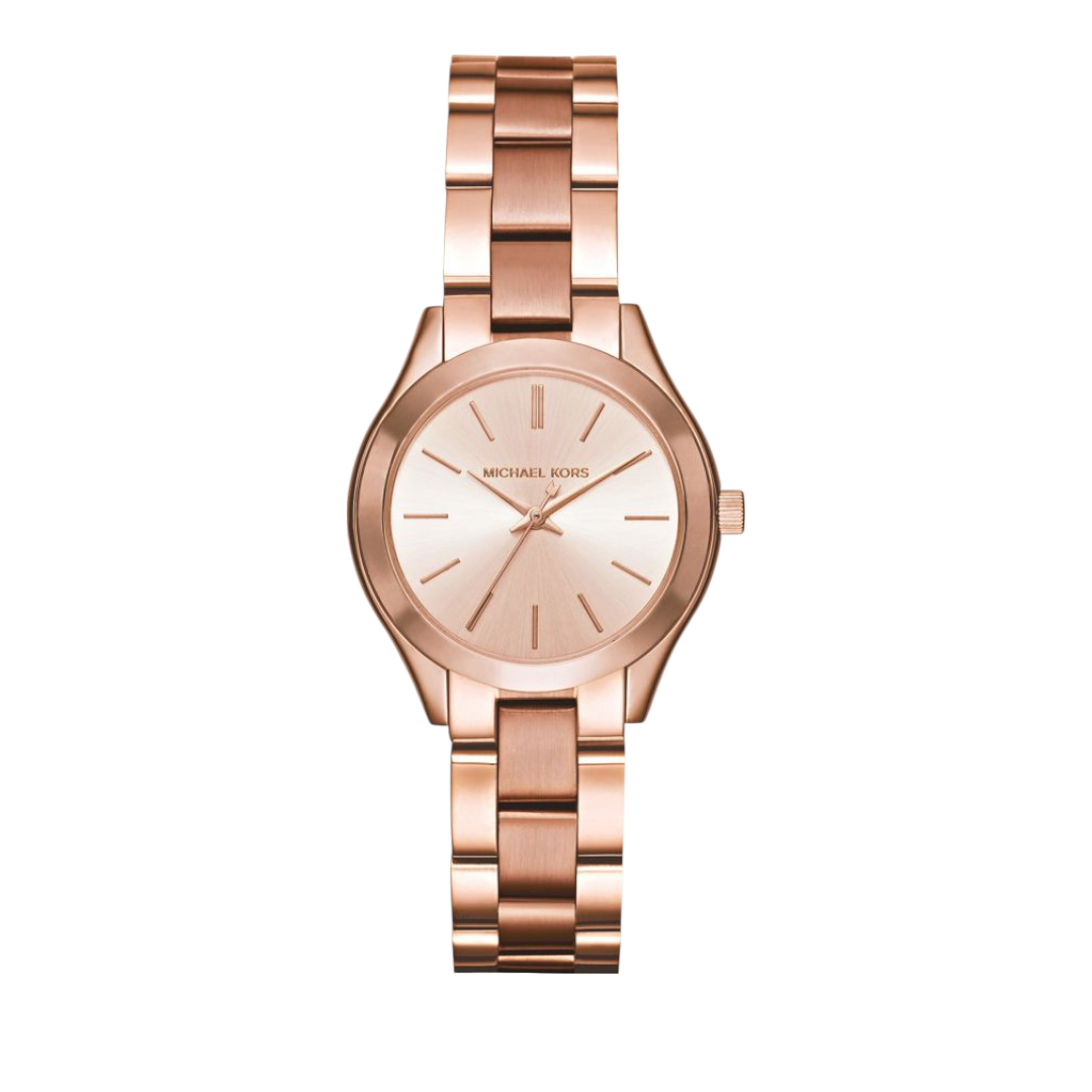 20160613120945_michael_kors_mini_slim_runway_mk3513 Michael Kors MK3513 Mini Slim Runway Rose Gold Stainless Steel Watch - Image 1
