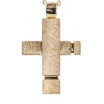 Χρυσός σταυρός σαγρέ Κ14 διπλής όψης
