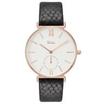 Ρολόι γυναικείο JCOU Grace Rose Gold Black Leather Strap JU17145-12