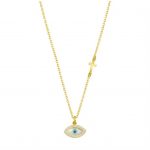 Κολιέ Επιχρυσωμένο με σταυρό και ματάκι από ασήμι 925°