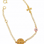 Παιδικό βραχιόλι με Κωνσταντινάτο σταυρό-μάτι από 925° ασήμι επιχρυσωμένο