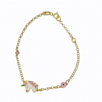 Παιδικό βραχιόλι με μονόκερο και μάτι από 925° ασήμι επιχρυσωμένο