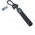 Μπρελόκ Visetti από ατσάλι με το λογότυπο με καφέ δέρμα ΒΕ-MR018