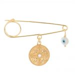 Ασημένια παραμάνα 925° σε χρυσό χρώμα με Κωνσταντινάτο και ματάκι