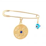 Ασημένια παραμάνα 925° σε χρυσό χρώμα με Κωνσταντινάτο και ματάκι