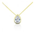 Κολιέ χρυσό μονόπετρο σταγόνα από ασήμι 925°