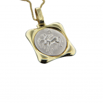 Ζώδιο Τοξότης δίχρωμο χρυσό-λευκόχρυσο σε 14 καράτια