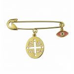 Ασημένια παραμάνα 925° σε χρυσό χρώμα με Κωνσταντινάτο και ματάκι