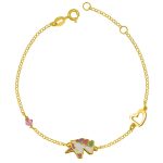 Παιδικό βραχιόλι με μονόκερο και  καρδιά από 925° ασήμι επιχρυσωμένο