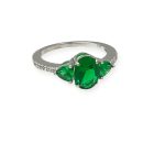 Δαχτυλίδι Smaragda λευκόχρυσο Κ14 green saphire