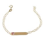 Παιδικό επιχρυσωμένο βραχιόλι ταυτότητα με καρδούλες από ασήμι 925°