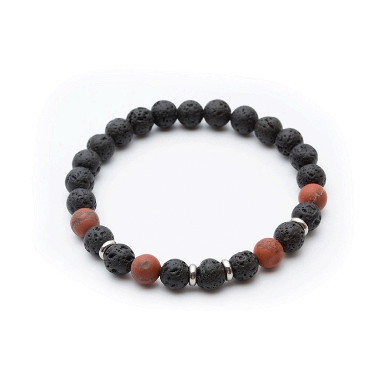 IMG_20240229_103042 Βραχιόλι λefkό Από Χάντρες Λάβας L31A-B012-1 - Image 1