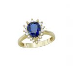 Δαχτυλίδι Calle χρυσό ροζέτα με μπλε πέτρα σε Κ14