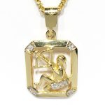 Ζώδιο Τοξότης σε χρυσό 14 καράτια με λευκά ζιργκόν