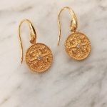 Σκουλαρίκια κωνσταντινάτα κρεμαστά από επιχρυσωμένο ασήμι 925°