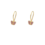 Παιδικά σκουλαρίκια πεταλούδες με ροζ ζιργκόν από ασήμι 925°