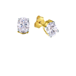 Σκουλαρίκια οβάλ μονόπετρα σε χρυσό από ασήμι 925°