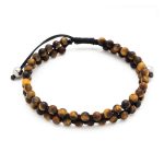 Βραχιόλι λefkό μακραμέ με πέτρες μάτι της τίγρης