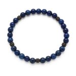 Βραχιόλι λefkό ατσάλι με πέτρες Λάπις Λαζούλι και μαύρα ατσάλινα στοιχεία