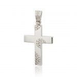 Λευκόχρυσος σταυρός Τριάντος με λευκά ζιργκόν σε Κ14
