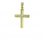 Χρυσός γυναικείος σταυρός πετράτος σε ματ φινίρισμα σε Κ14