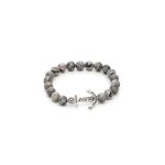 Βραχιόλι λefkό ατσάλινο με άγκυρα και πέτρες γκρι Ιασπις