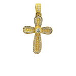 Χρυσός βυζαντινός σταυρός γυναικείος με ζιργκόν σε 14Κ