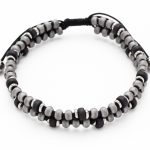 Βραχιόλι με μακραμέ δέσιμο λefkό VISETTI με ημιπολύτιμους λίθους