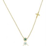 Κολιέ blue eye cross σε χρυσό από ασήμι 925°