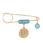 Ασημένια παραμάνα 925° σε χρυσό χρώμα με Κωνσταντινάτο και ματάκι