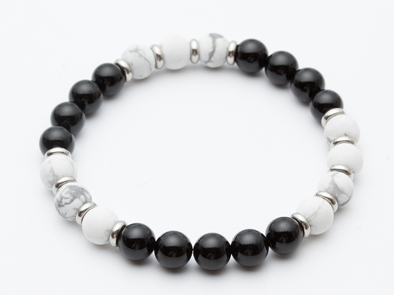 L31A-B015-1 Βραχιόλι Από Χάντρες Αιματίτη Και Λευκού Όνυχα L31A-B015-1 - Image 1