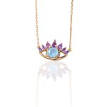 Κολιέ AYLA EYE GOLD PURPLE AQUA NECKLACE by Anita Brand από ασήμι 925°