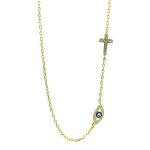 Κολιέ χρυσό με σταυρό και ματάκι από ασήμι 925°