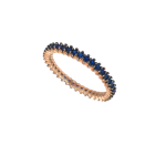 Δαχτυλίδι Adut ροζ χρυσό ολόβερο με μπλε ζιργκον σε ασήμι 925°