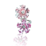 Εντυπωσιακό δαχτυλίδι pink fleur από ασήμι 925°