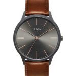 Ρολόι Le Dom Classic με καφέ λουράκι και μαύρο καντράν LD.1001-3