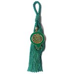 Γούρι κρεμαστό πράσινο με χρυσό ρόδι και σμάλτο