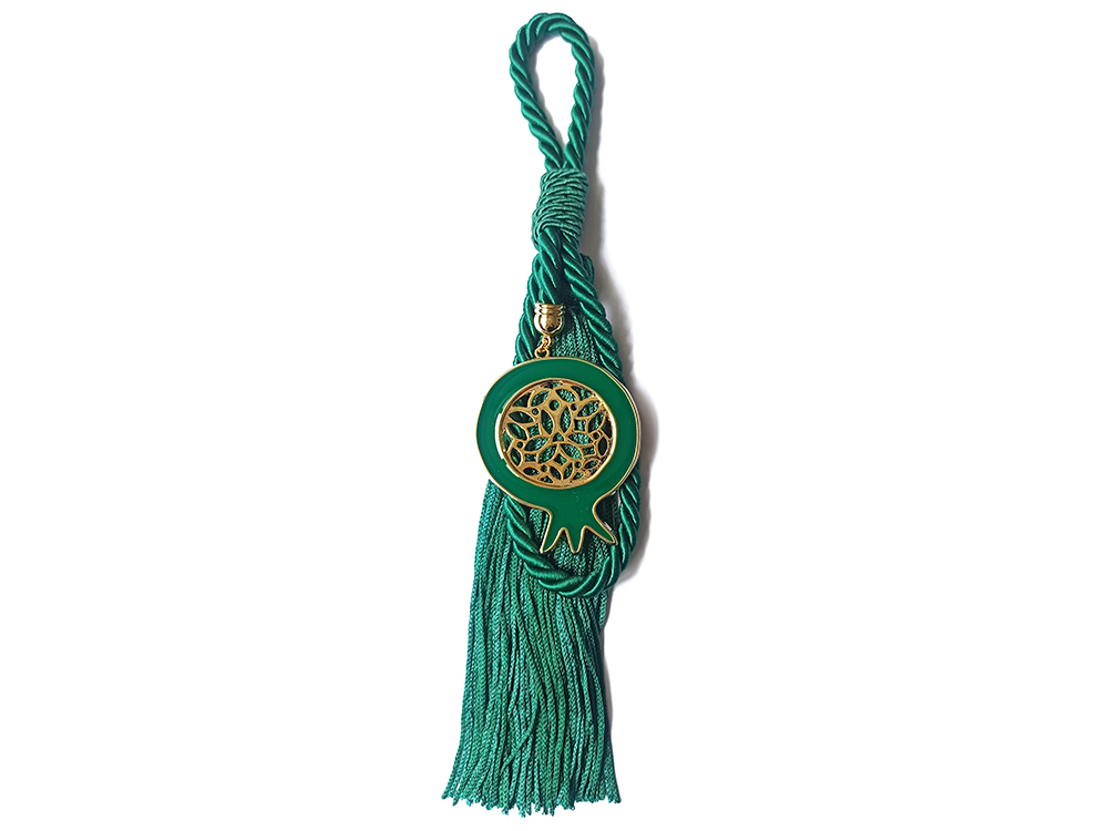 CH291 Γούρι κρεμαστό πράσινο με χρυσό ρόδι και σμάλτο - Image 1