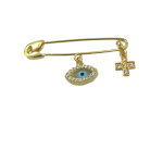 Παιδική παραμάνα με ματάκι και σταυρουλάκι από ασήμι 925°