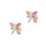 Χρυσά παιδικά σκουλαρίκια λιβελούλες σε Κ9