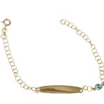 Παιδικό βραχιόλι χρυσή ταυτότητα με ματάκι από ασήμι 925°