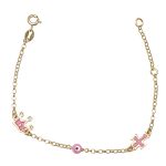 Παιδικό βραχιόλι χρυσό με στέμμα σταυρό-μάτι από ασήμι 925°