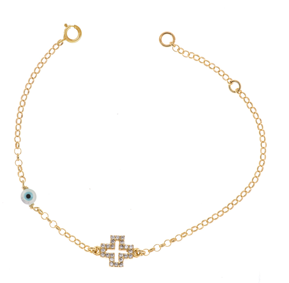 IMG_6027 Βραχιόλι gold cross με ματάκι από ασήμι 925° - Image 1