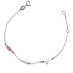 Παιδικό βραχιόλι με ματάκι και σταυρουλάκι από ασήμι 925°