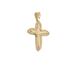 Χρυσός σταυρός γυναικείος με λευκά ζιργκόν Val'Oro Κ14