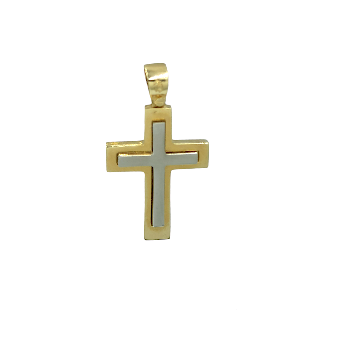 IMG_20240328_110416 Δίχρωμος σταυρός βάπτισης σε 14Κ - Image 1