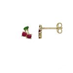 Χρυσά παιδικά σκουλαρίκια cherry Κ9
