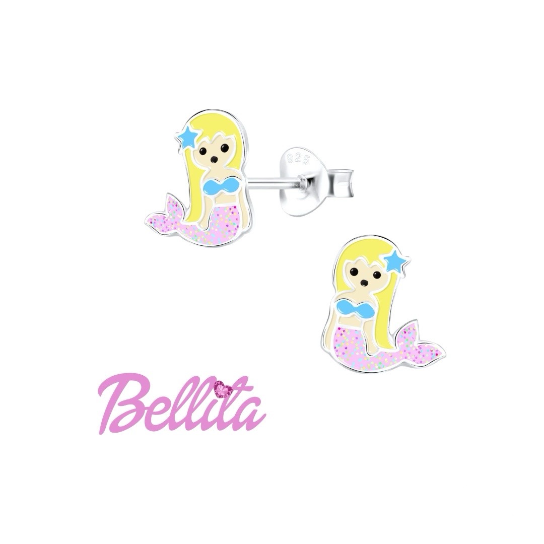 Photoroom_20240321_103334 Σκουλαρίκια παιδικά colourful mermaid από επιπλατινωμένο Ασήμι 925° - Image 1