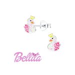 Σκουλαρίκια παιδικά colourful swan από επιπλατινωμένο Ασήμι 925°