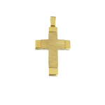 Σταυρός Val' Oro διπλής όψης με σαγρέ και λουστρέ φινίρισμα σε 14 καράτια